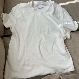 Aritzia White Ribbed T-Shirt